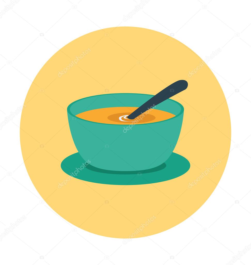 Soup Bowl Colored Vector Icon