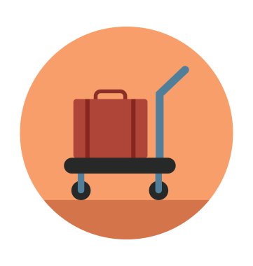 Bagaj arabası renkli vektör simgesi