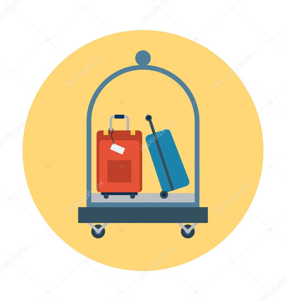 Luggage Trolley Colored Vector Icon