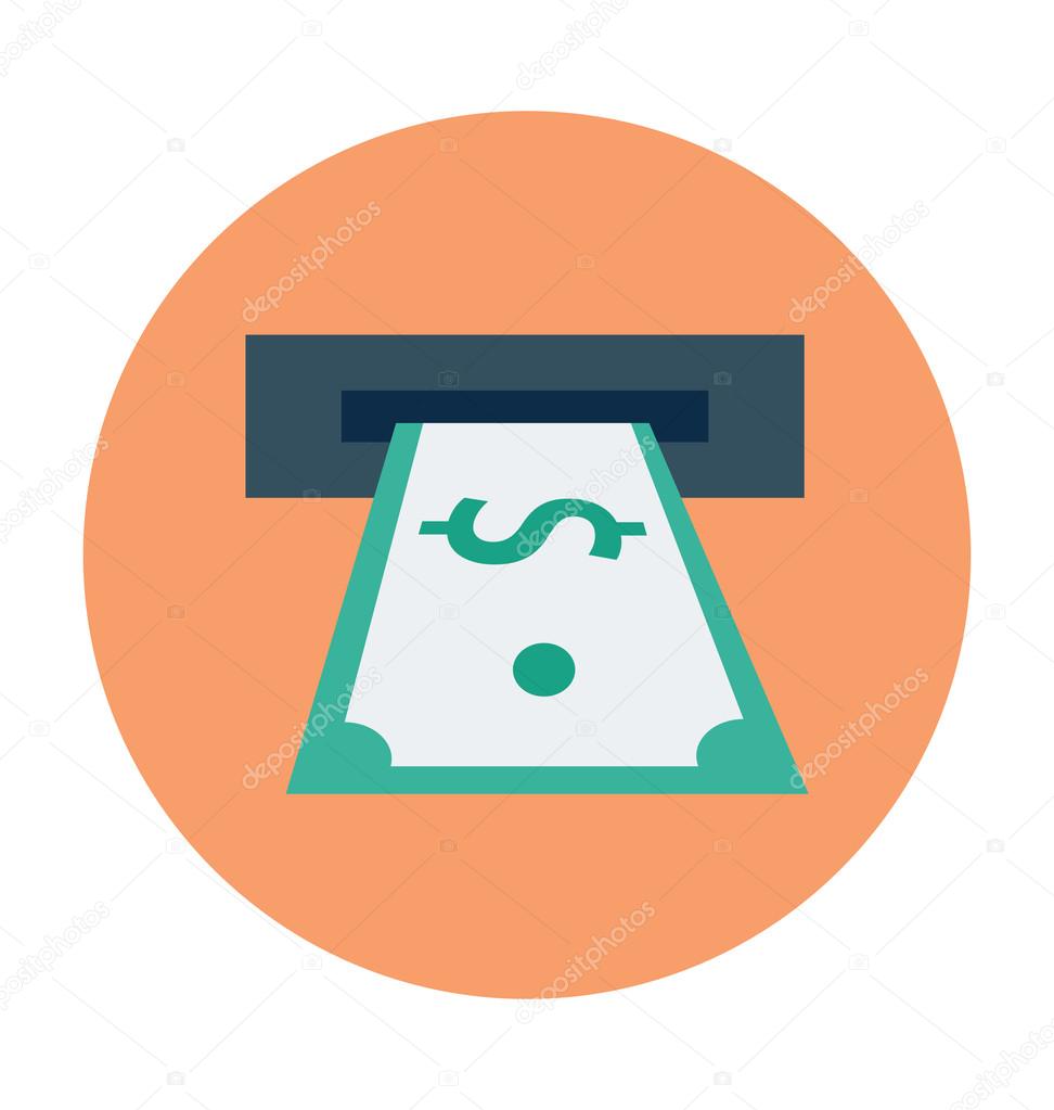 Cash Withdrawal Colored Vector Icon