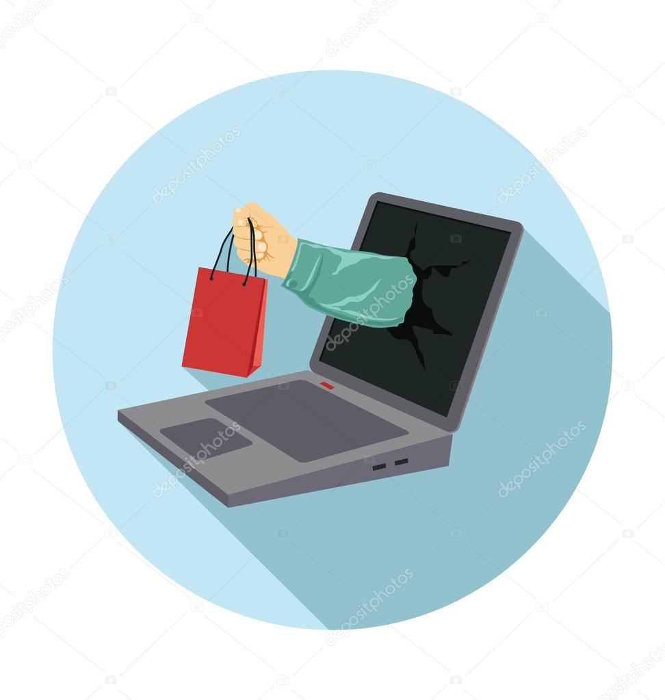 Online Shopping Colored Vector Illustration