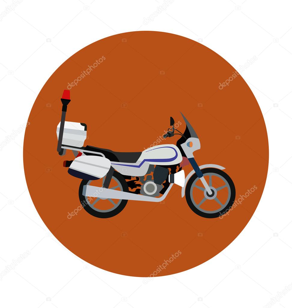 Police Motorcycle Colored Vector Icon