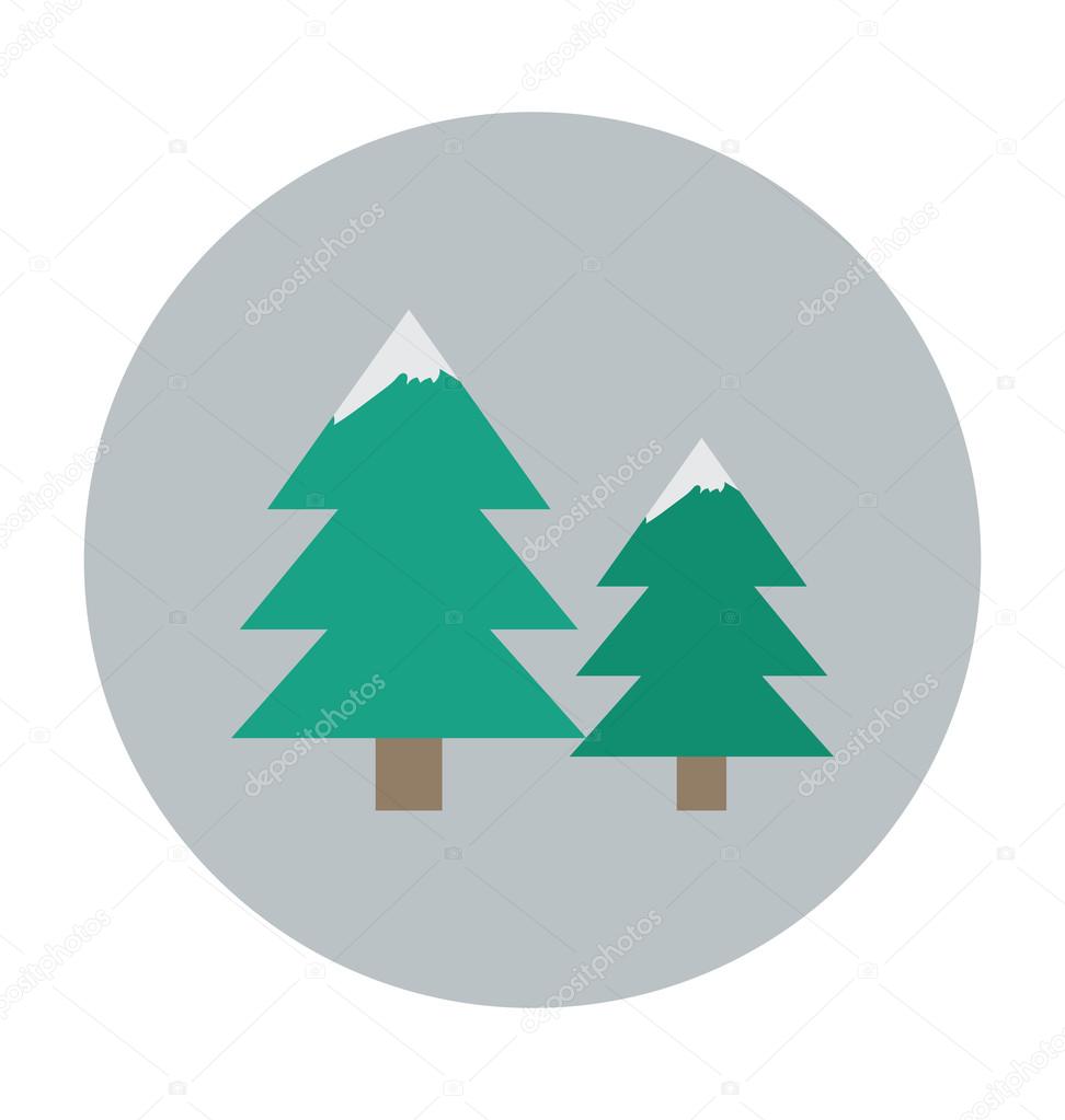 Pine Trees Colored Vector Icon
