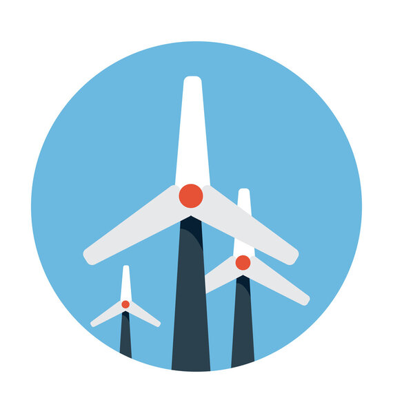 Windmills Colored Vector Icon