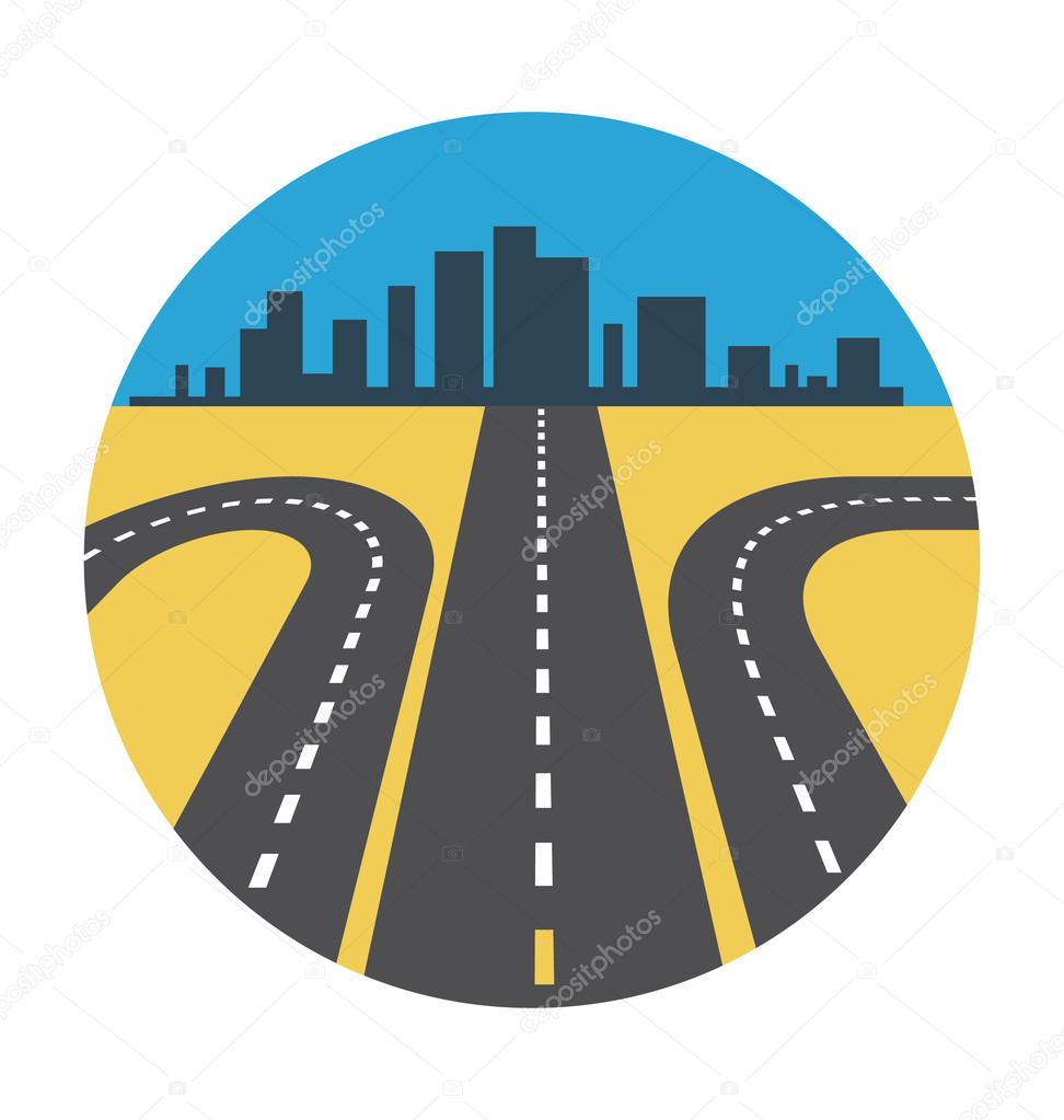 Direction Road Colored Vector Illustration