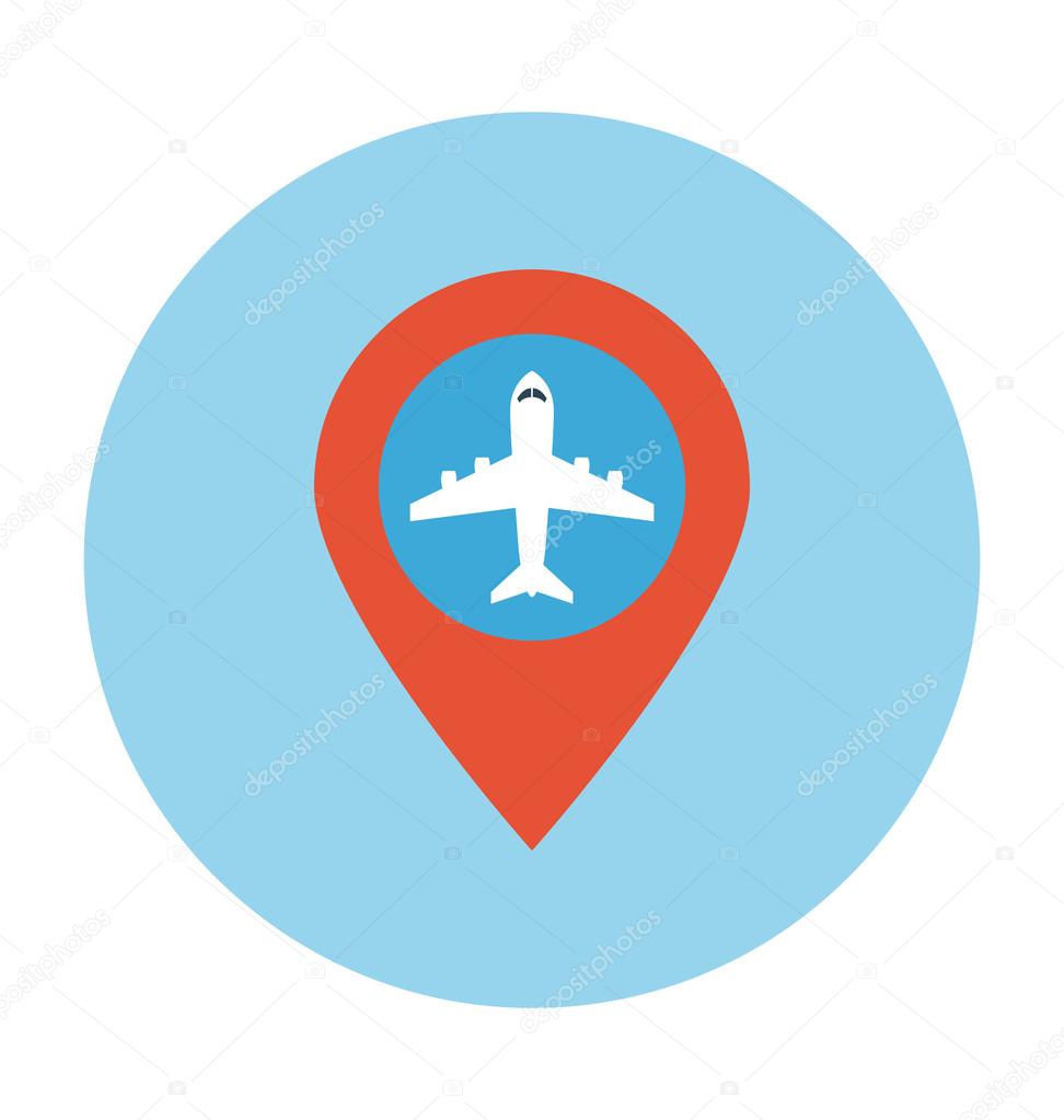 Airport Location Colored Vector Illustration