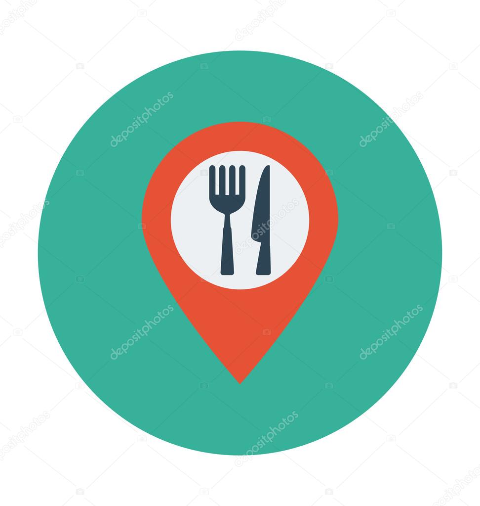 Food Location Colored Vector Illustration