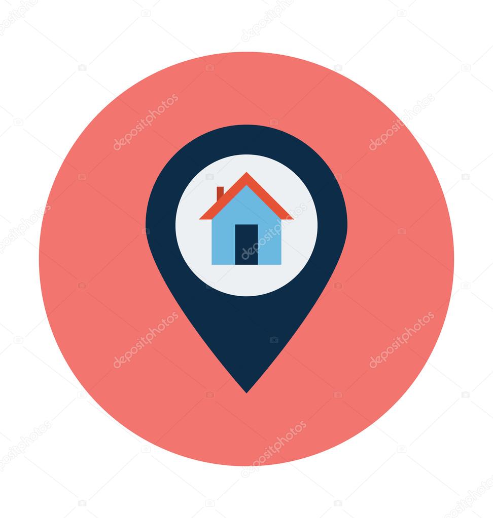 Home Location Colored Vector Illustration