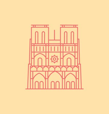 Notre Dame vektör çizim renkli