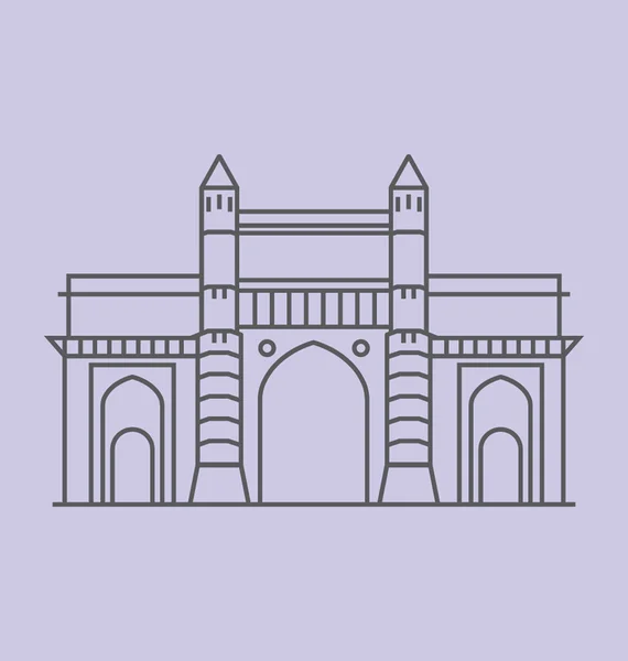 Puerta de entrada de la India color Vector Ilustración — Vector de stock