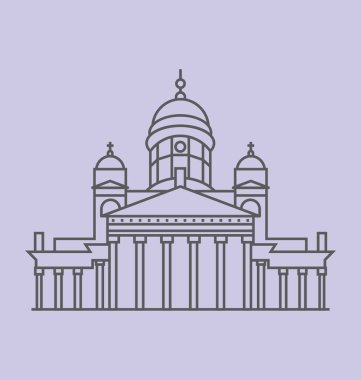 Helsinki Katedrali vektör çizim renkli