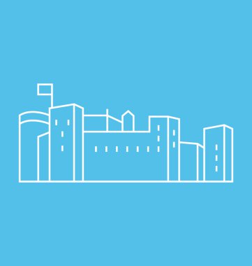 Festung Hohensalzburg vektör çizim renkli