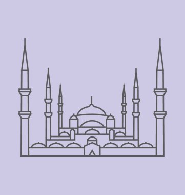 Sultanahmet Camii, Istanbul vektör çizim renkli