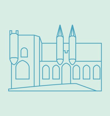 Vektör çizim renkli Avignon Papalık Sarayı