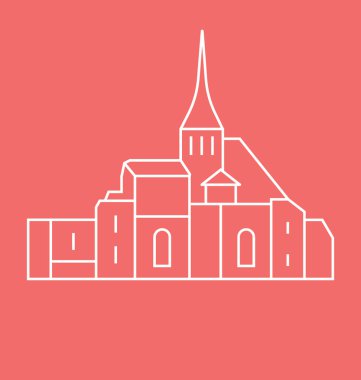 Mont St Michel vektör çizim renkli