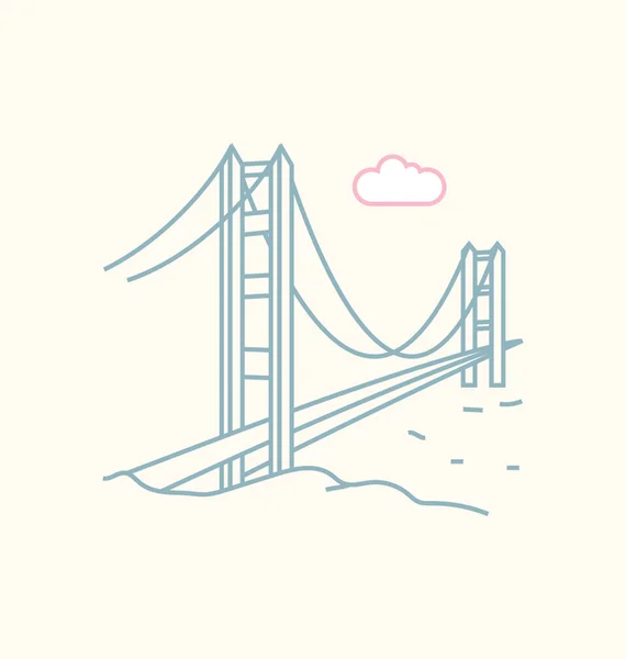 Golden Gate Bridge colored Vector Illustration — Stock Vector