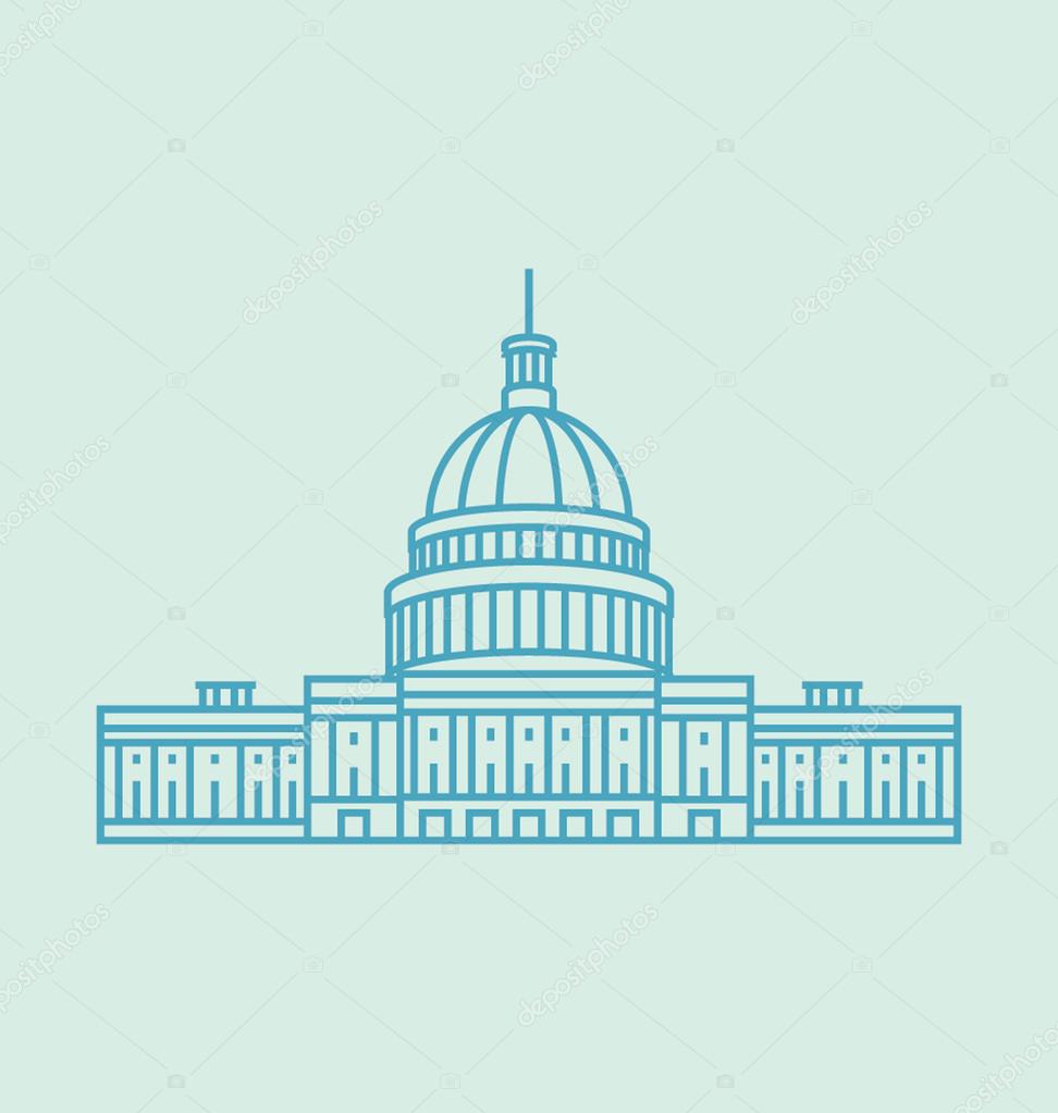 United States Capitol colored Vector Illustration — Stock ...