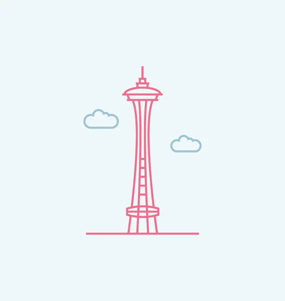 Space Needle кольорові Векторні ілюстрації — стоковий вектор