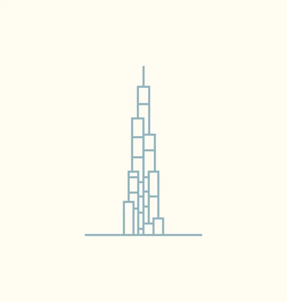 Die burj khalifa farbige Vektorillustration — Stockvektor