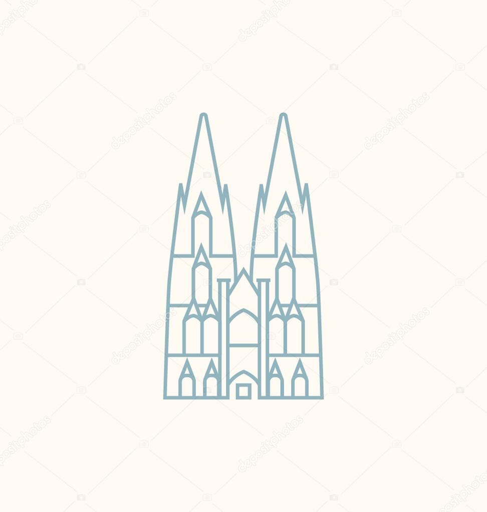 Cologne Cathedral colored Vector Illustration