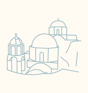 Vektör çizim renkli Santorini
