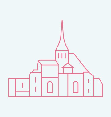 Mont St Michel vektör çizim renkli