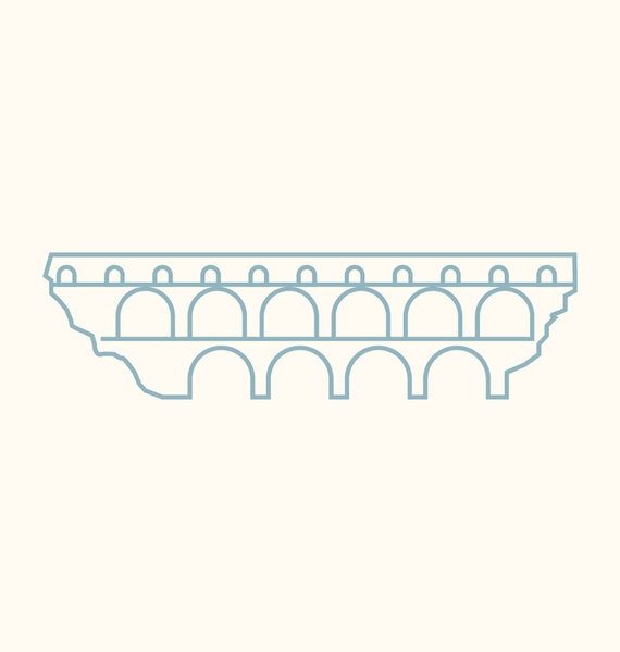 Pont Du Gard colored Vector Illustration