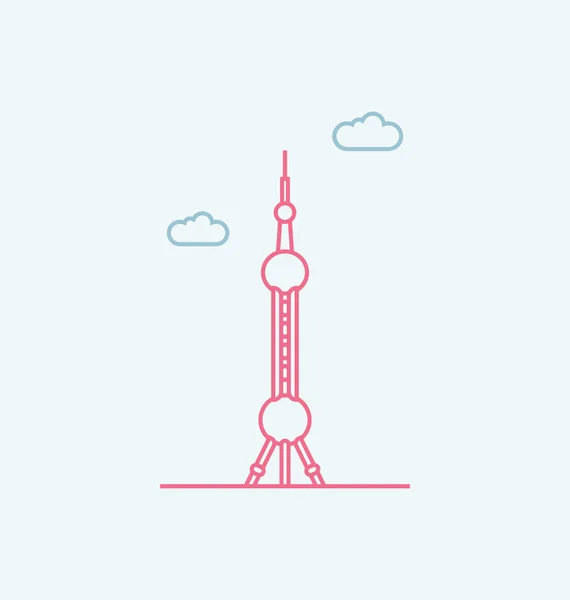 Oriental Pearl Tower färgad vektor Illustration — Stock vektor