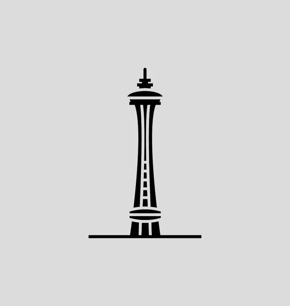 Space Needle Solid Vector Illustration — Stock Vector