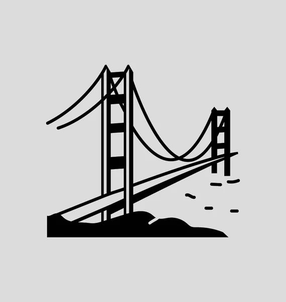 Golden Gate Bridge Solid Vector Illustration — Stock Vector