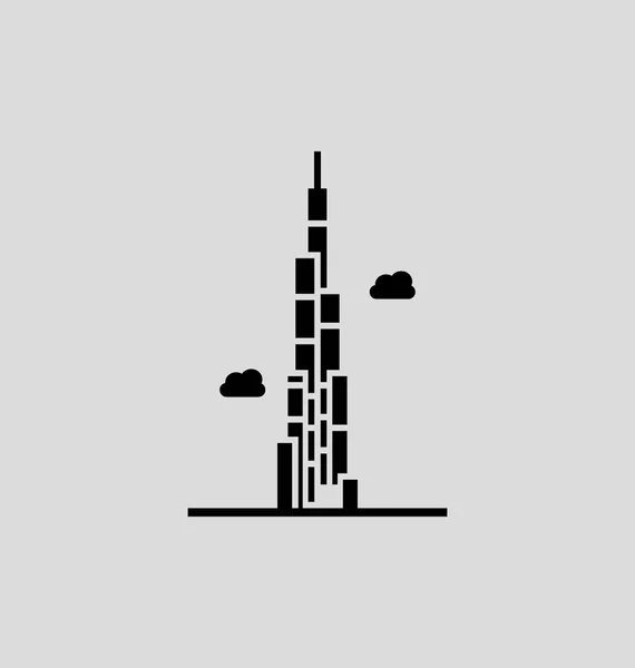 Die burj khalifa solid vektor illustration — Stockvektor