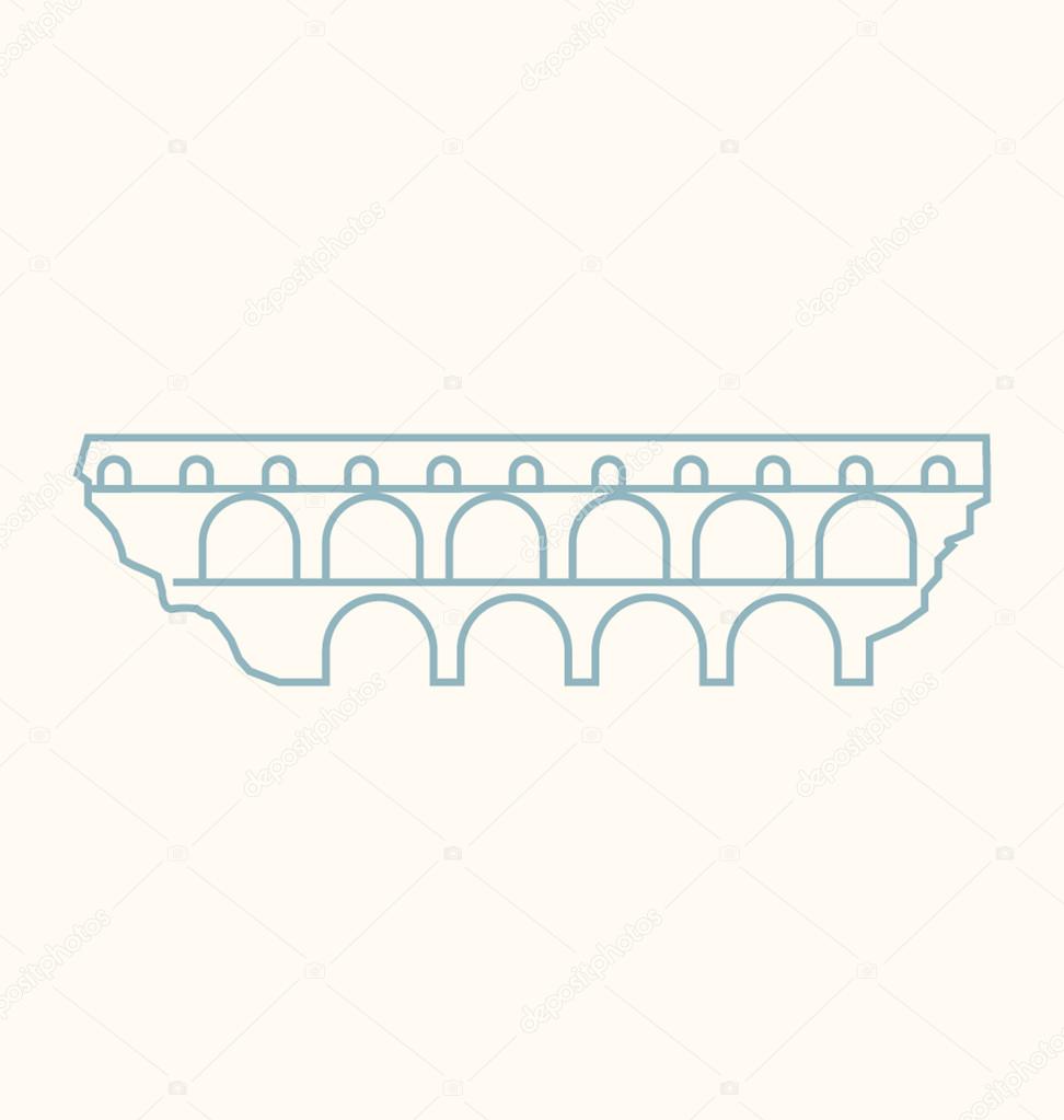 Pont Du Gard colored Vector Illustration