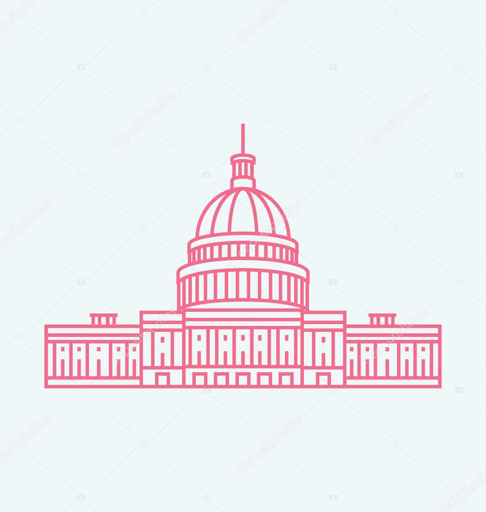 United States Capitol colored Vector Illustration