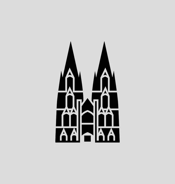 Cologne Cathedral Solid Vector Illustration - Stok Vektor