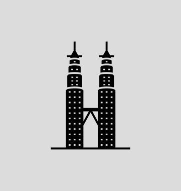 Petronas Twin Towers Solid Vector Illustration clipart