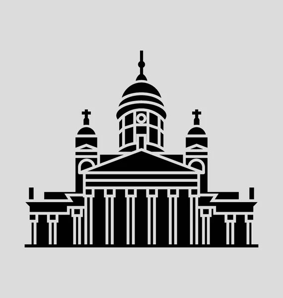 Helsinki Cathedral Solid Vector Illustration — Stock Vector