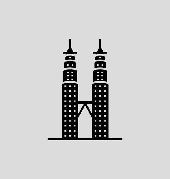 Petronas Twin Towers Solid Vector Illustration