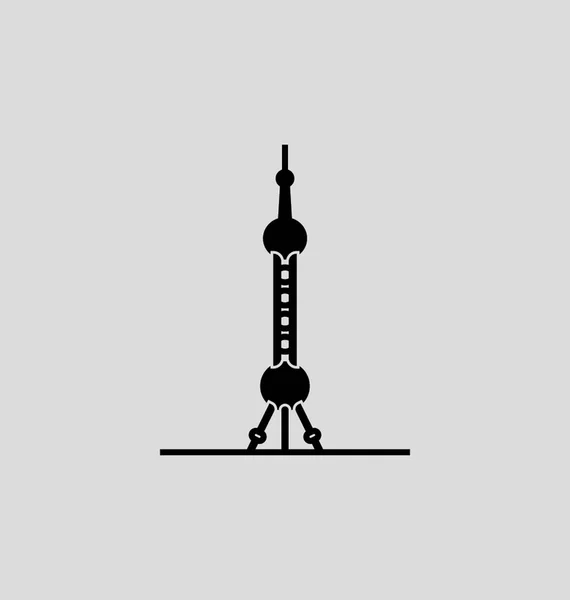 Oriental Pearl Tower Solid Vector Illustration — Stock Vector