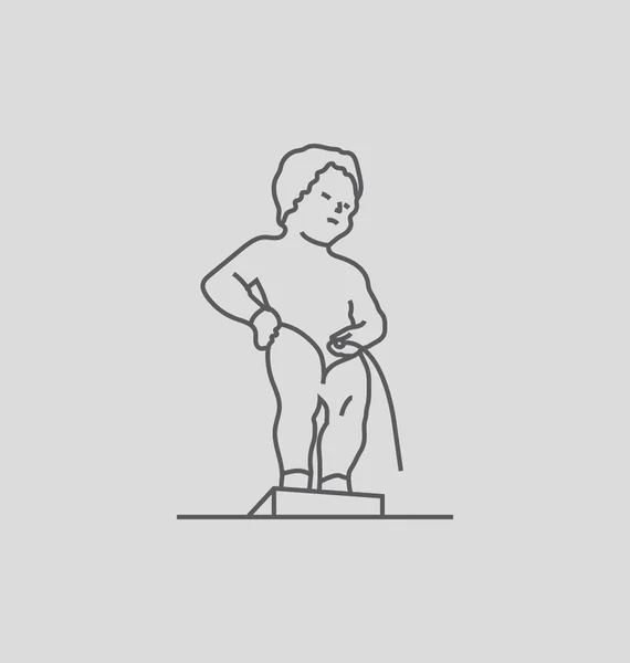 Manneken Pis, Brüksel katı vektör çizim — Stok Vektör