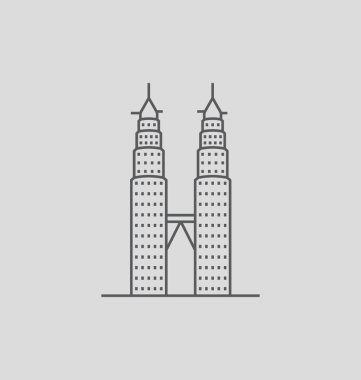 Petronas ikiz kuleleri katı vektör çizim