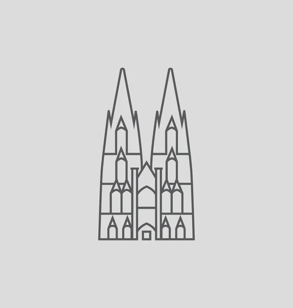 Catedral de Colonia Ilustración vectorial sólida — Archivo Imágenes Vectoriales