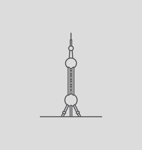 Oriental Pearl Tower solidní vektorové ilustrace — Stockový vektor