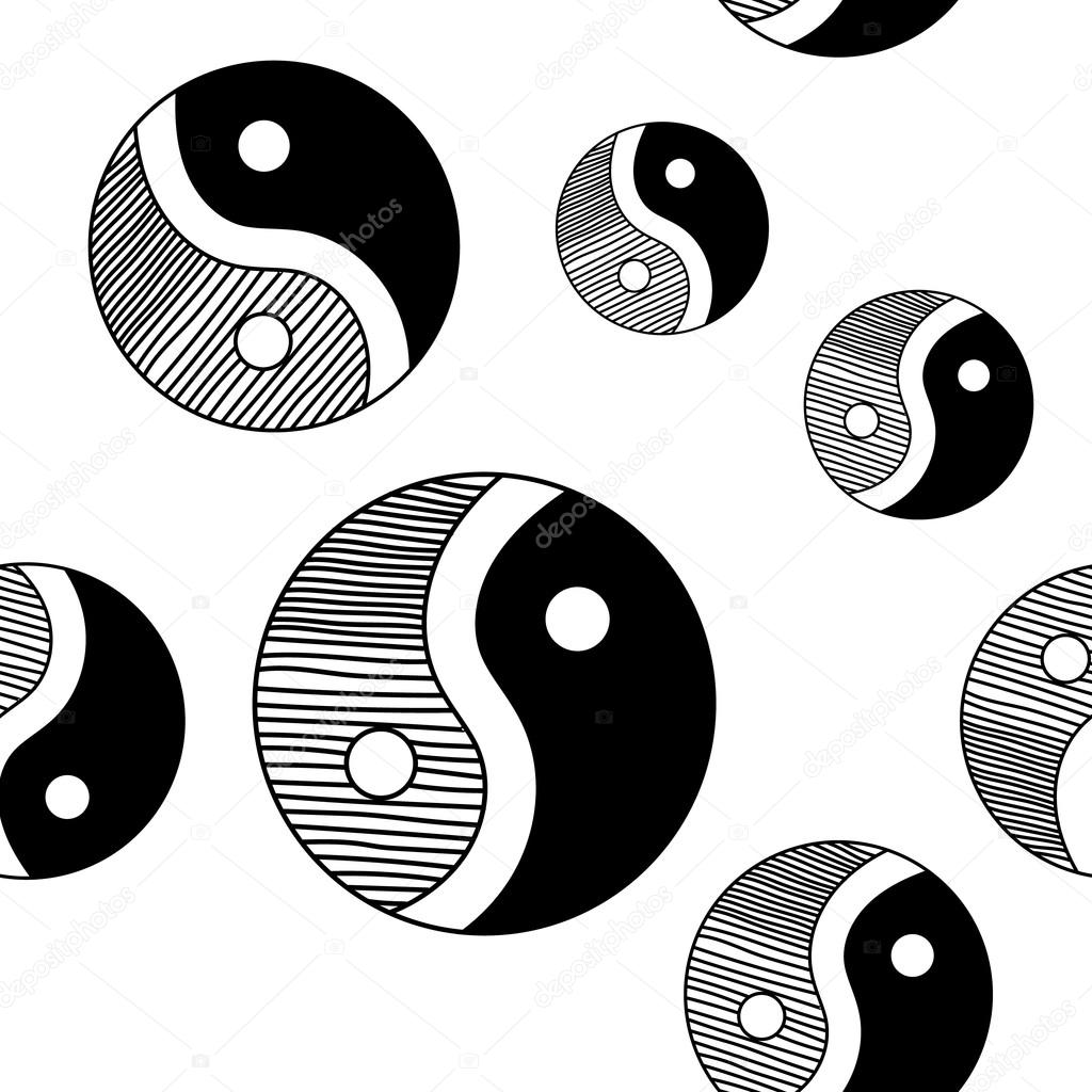 Yinyang Seamless Hand Drawn Pattern