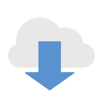 bulut indir düz simgesi