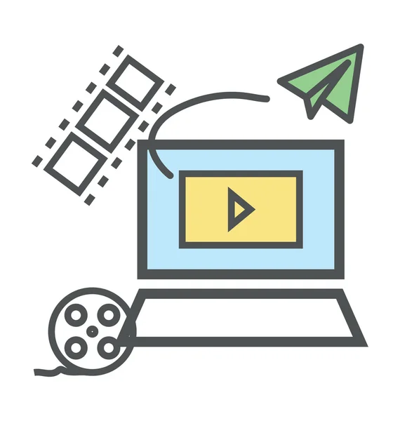 Video Marketing tučné ikona ilustrace — Stockový vektor