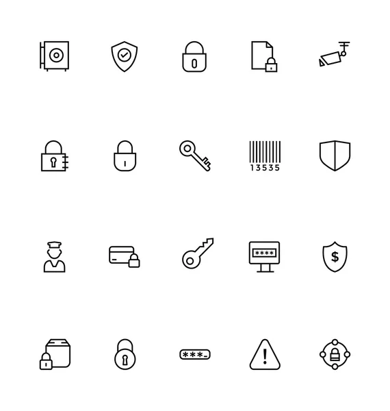 Línea de seguridad Vector Iconos 2 — Vector de stock