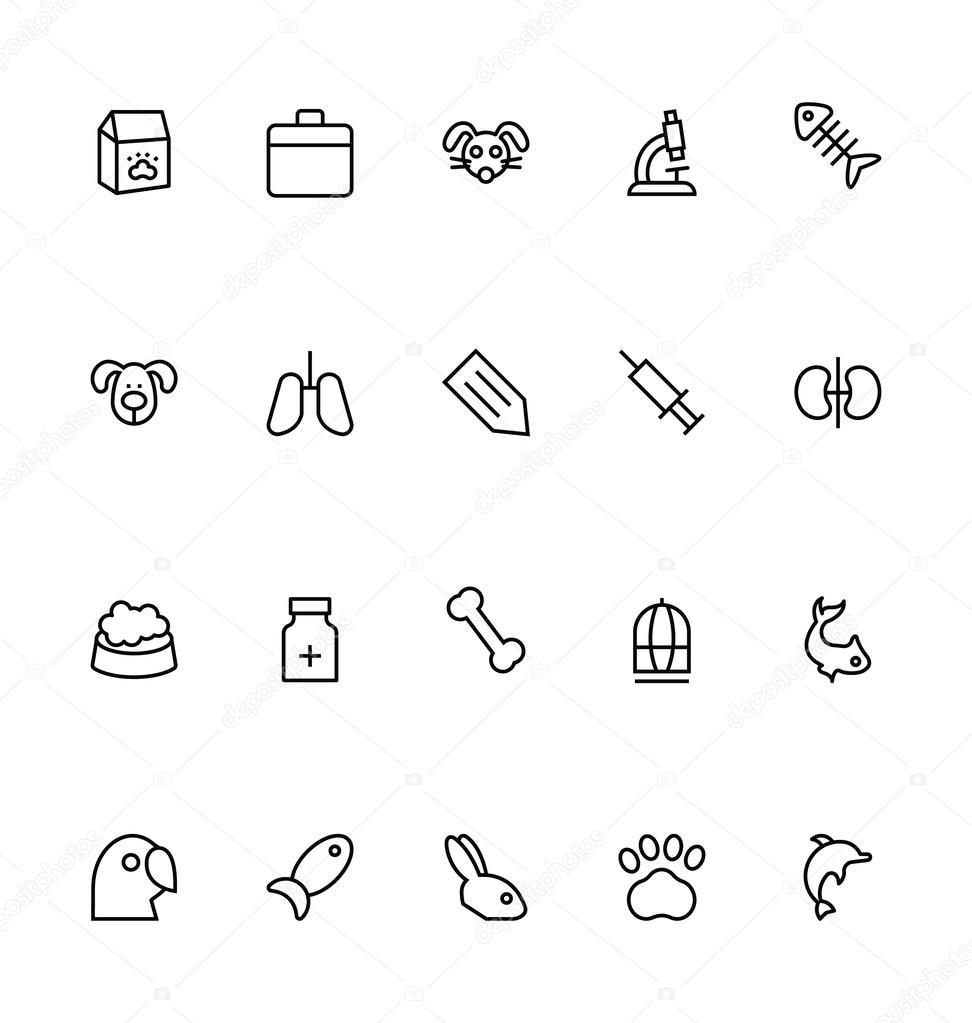 Veterinary Outline Vector Icons 2