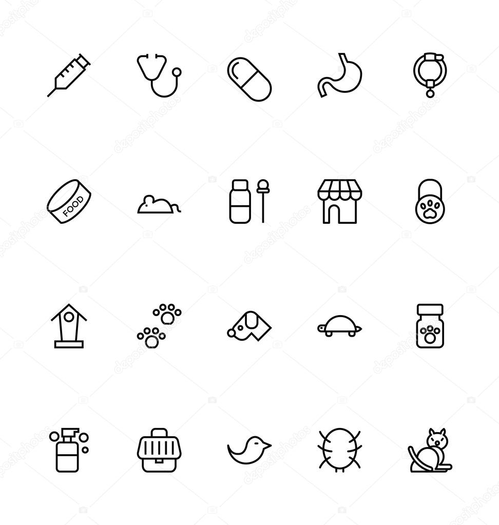 Veterinary Outline Vector Icons 4