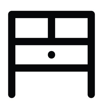 Resepsiyon çekmeceler satırı vektör simgesi kalın