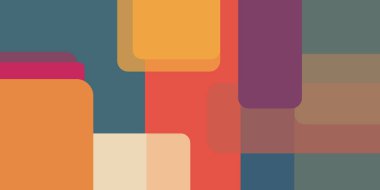 Sessiz renk paleti tasarım tarzında üst üste binen yuvarlak dikdörtgenler içeren soyut kompozisyon